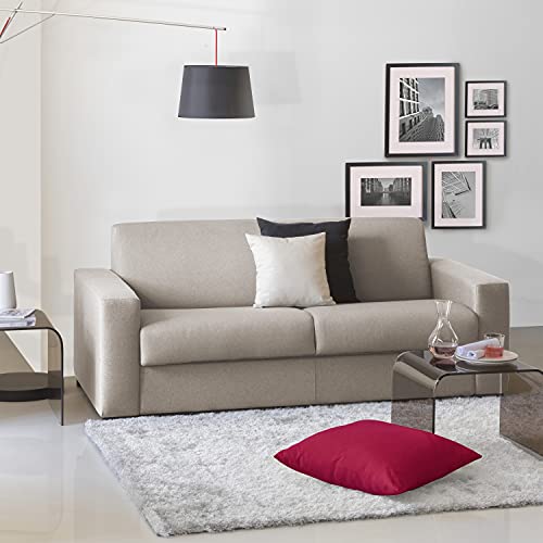 Talamo Italia - Schlafsofa Aleida, 2-Sitzer-Sofa, 100% Made in Italy, Wohnzimmersofa mit drehbarer Öffnung, aus gepolstertem Stoff, mit Standard-Armlehnen, Cm 180x95h90, Turteltaube von Talamo Italia