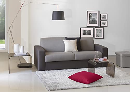 Talamo Italia Elisabetta 2-Sitzer Sofa Wohnzimmer Made in Italy Drehöffnung mit Matratze und Lattenrost inklusive, mit Slim Armlehnen, 160 x 95 x 90 cm, Farbe Grau und Anthrazit von Talamo Italia