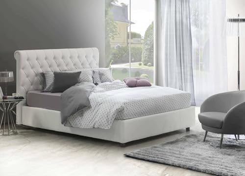 Talamo Italia - Doppelbett Claretta, Containerbett und Kopfteil aus Kunstleder, 100% Made in Italy, Frontöffnung, Weiß, inklusive Matratze 160 x 190 cm von Talamo Italia