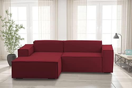 Talamo Italia - Festes Sofa Daniela, Großes modulares 2-Sitzer-Sofa mit linker Halbinsel, 100% Made in Italy, Modernes Sofa aus Stoff, Cm 240x170h70, Rot von Talamo Italia