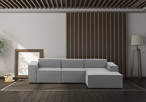 Talamo Italia - Festes Sofa Giovanna, Modulares 3-Sitzer-Sofa mit rechter Halbinsel, 100% Made in Italy, Modernes Sofa aus Stoff, Cm 300x170h70, Grau von Talamo Italia