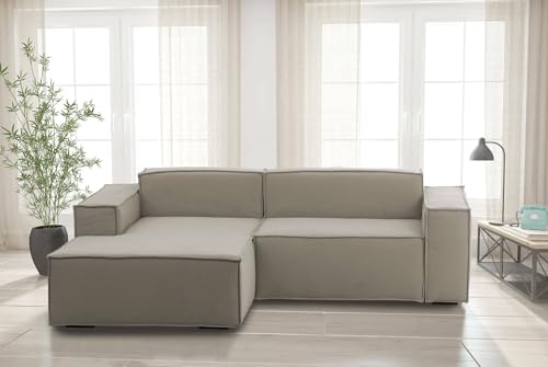 Talamo Italia - Sofa mit Halbinsel Nadia, modulares 2-Sitzer-Sofa mit linker Halbinsel, Stoffsofa, 100 % Made in Italy, 220 x 170 x 70 cm, Taupe von Talamo Italia