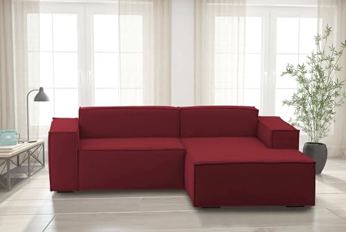 Talamo Italia - Festes Sofa Patrizia, Modulares 2-Sitzer-Sofa mit rechter Halbinsel, 100% Made in Italy, Modernes Sofa aus Stoff, Cm 220x170h70, Rot von Talamo Italia