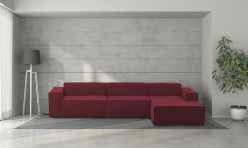 Talamo Italia - Festes Sofa Raffaella, Modulares 4-Sitzer-Sofa mit rechter Halbinsel, 100% Made in Italy, Modernes Sofa aus Stoff, Cm 340x170h70, Rot von Talamo Italia