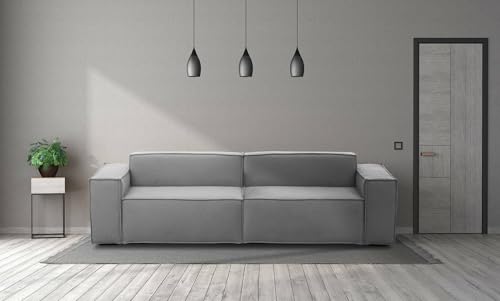 Talamo Italia - Festes Sofa Simona, Lineares modulares 3-Sitzer-Sofa, 100% Made in Italy, Modernes Wohnzimmersofa aus Stoff, Cm 260x95h70, Grau von Talamo Italia