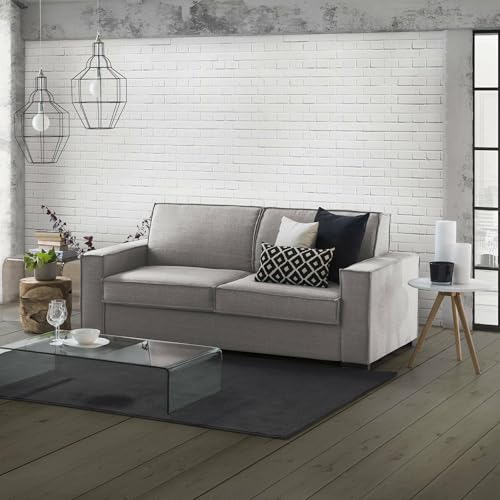 Talamo Italia - 3-Sitzer festes Sofa Ylenia, Wohnzimmersofa aus Stoff, Standardarmlehnen, 100 % Made in Italy, cm 220x95h90, Grau Talamo Italia - 3-Sitzer festes Sofa Ylenia, Wohnzimmersofa aus Stoff, Standardarmlehnen, 100 % Made in Italy, cm 220x95h90, Grau von Talamo Italia