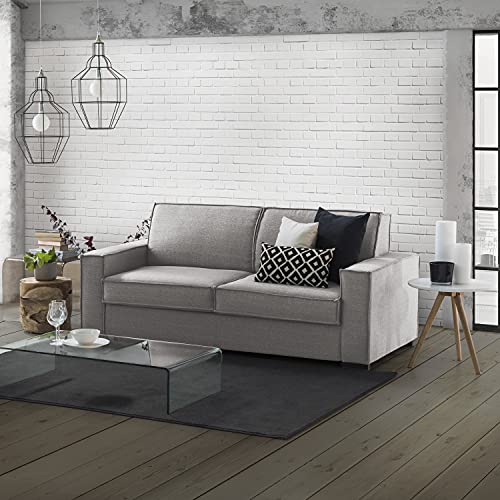 Talamo Italia - Festes Sofa Sole, Großes 2-Sitzer-Sofa, 100% Made in Italy, Wohnzimmersofa aus Stoff, mit schmalen Armlehnen, Cm 180x95h90, Grau von Talamo Italia