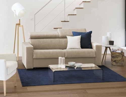 Talamo Italia - Festes Sofa Monica, Großes 2-Sitzer-Sofa, 100% Made in Italy, Sofa-Wohnzimmer, aus gepolstertem Stoff, mit verstellbaren Kopfstützen und serienmäßigen Armlehnen, Cm 200x95h85, Beige von Talamo Italia