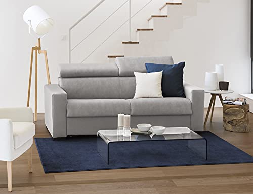 Talamo Italia - Festes Sofa Monica, Großes 2-Sitzer-Sofa, 100% Made in Italy, Sofa-Wohnzimmer, aus gepolstertem Stoff, mit verstellbaren Kopfstützen und serienmäßigen Armlehnen, Cm 200x95h85, Grau von Talamo Italia