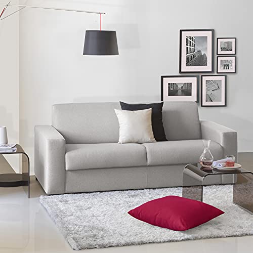 Talamo Italia - Festes Sofa Marzia, Großes 2-Sitzer-Sofa, 100% Made in Italy, Sofa-Wohnzimmer, aus gepolstertem Stoff, mit schmalen Armlehnen, Cm 180x95h90, Grau von Talamo Italia