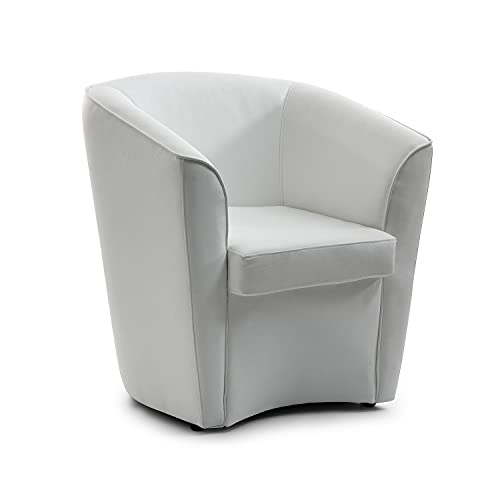 Talamo Italia Lounge Sessel Milano, Moderner Relaxsessel, Made in Italy, aus weichem Kunstleder, Cm: 70x60h80, Farbe Weiß von Talamo Italia