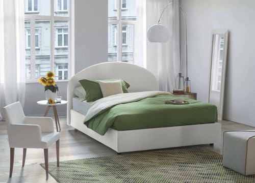 Talamo Italia - Cora Doppelbett, Bettkasten mit Stoffbezug, 100 % Made in Italy, Öffnung vorne, inklusive Matratze 160 x 190 cm, Weiß Talamo Italia - Cora Doppelbett, Bettkasten mit Stoffbezug, 100 % Made in Italy, Öffnung vorne, inklusive Matratze 160 x 190 cm, Weiß von Talamo Italia