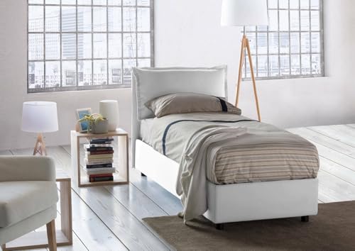 Talamo Italia - Luna Einzelbett, Bettkasten mit Stoffbezug, 100 % Made in Italy, seitliche Öffnung, geeignet für Matratzen 80 x 190 cm, Weiß Talamo Italia - Luna Einzelbett, Bettkasten mit Stoffbezug, 100 % Made in Italy, seitliche Öffnung, geeignet für Matratzen 80 x 190 cm, Weiß von Talamo Italia
