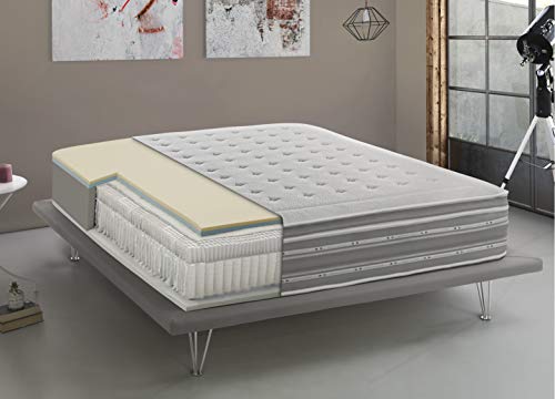 Talamo Italia Mack Matratze quadratisch und eine Hälfte, Made in Italy, Orthopädisch aus Memory Foam und Mikrotaschenfederkern, Anti-Milben und Hypoallergen, cm 120x190 h37 von Talamo Italia