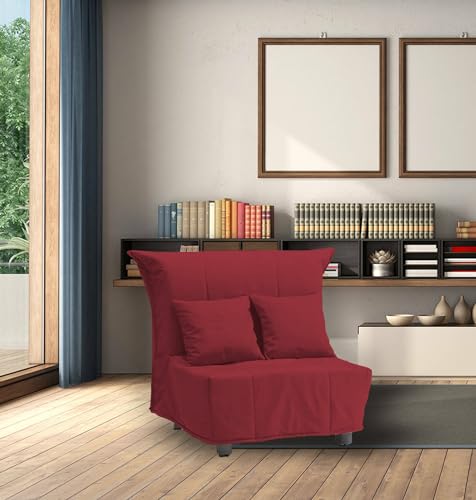 Talamo Italia Mina Einzelschlafsofa, Wohnzimmersessel, Trolley-Öffnung, Made in Italy, aus gepolstertem Stoff, mit Kissen enthalten, Cm: 85x90h85, Rote Farbe von Talamo Italia