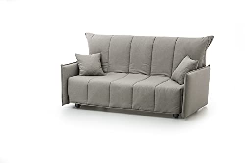 Talamo Italia Paola Einzelschlafsofa, Wohnzimmersessel, Trolley-Öffnung, Made in Italy, aus gepolstertem Stoff, mit Standardarmlehnen, Cm: 110x90h85, Farbe Taubengrau von Talamo Italia