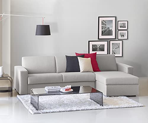 Talamo Italia Portofino Ecksofa, Wohnzimmersofa, Made in Italy, mit umkehrbarer Containerhalbinsel, aus gepolstertem Stoff, mit Standardarmlehnen, Cm: 280x95h90, Farbe Grau von Talamo Italia