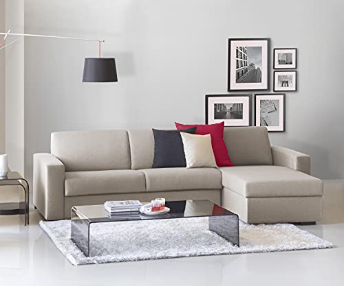 Talamo Italia Portofino Ecksofa, Wohnzimmersofa, Made in Italy, mit umkehrbarer Containerhalbinsel, aus gepolstertem Stoff, mit Standardarmlehnen, Cm: 280x95h90, Farbe Taubengrau von Talamo Italia