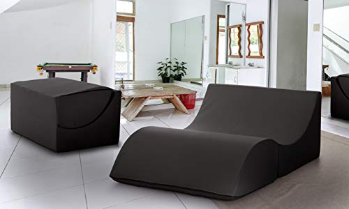 Talamo Italia - Klappbett Annabella, Puff umwandelbar in Doppelbett, 100% Made in Italy, Puff, umwandelbar in eine Chaiselongue aus Kunstleder, Cm 100x200h70, Schwarz von Talamo Italia