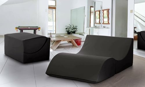 Talamo Italia - Annabella Klappbett, Pouf umwandelbar in ein Doppelbett, Chaiselongue aus Öko-Leder, 100 % Made in Italy, 100 x 200 x 70 cm, Schwarz von Talamo Italia