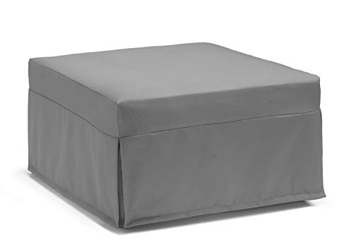 Talamo Italia - Klappbett Ancilla, Puff umwandelbar in Einzelbett, 100% Made in Italy, Sitzpuff aus Stoff fürs Wohnzimmer, Cm 80x80h45, Grau von Talamo Italia