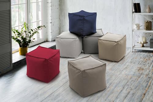 Talamo Italia - Annalaura-Pouf, Multifunktions-Pouf, Relaxsessel aus gepolstertem Stoff, 100 % Made in Italy, 45 x 45 x 45 cm, Beige von Talamo Italia