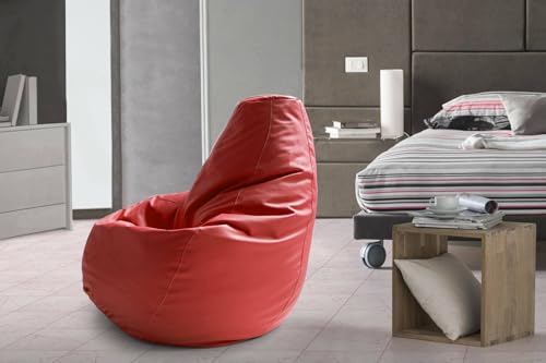 Talamo Italia - Annachiara-Pouf, Sitzsack-Pouf, Sitzsack aus Kunstleder, 100 % Made in Italy, 70 x 70 x 110 cm, Rot von Talamo Italia