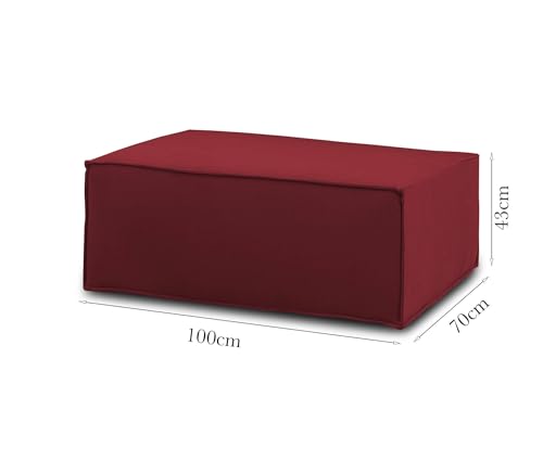 Talamo Italia - Puff Antonella, Ottomane im Wohnzimmer, 100% Made in Italy, Relaxsessel aus gepolstertem Stoff, Cm 100x70h43, Rot von Talamo Italia