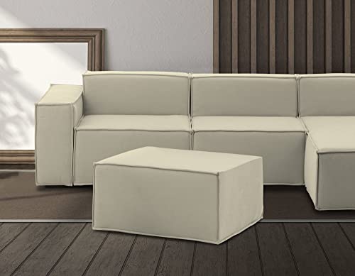 Talamo Italia - Puff Barbara, Ottomane im Wohnzimmer, 100% Made in Italy, Relaxsessel aus gepolstertem Stoff, Cm 80x70h43, Beige von Talamo Italia