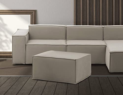 Talamo Italia - Puff Barbara, Ottomane im Wohnzimmer, 100% Made in Italy, Relaxsessel aus gepolstertem Stoff, Cm 80x70h43, Turteltaube von Talamo Italia