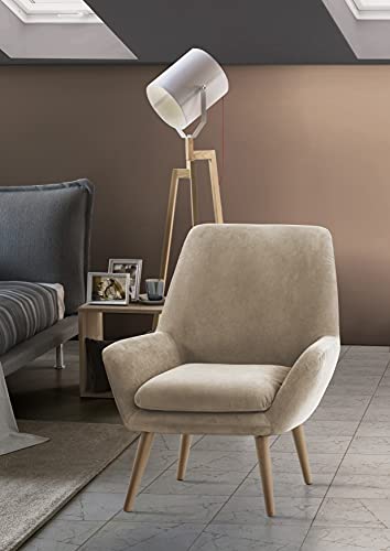 Talamo Italia - Lounge-Sessel Annarita, Design-Sessel für das Wohnzimmer, 100% Made in Italy, Relaxsessel aus gepolstertem Stoff, Cm 80x70h95, Beige von Talamo Italia