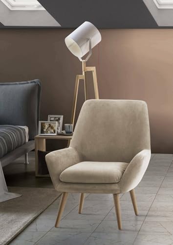 Talamo Italia - Annarita-Sessel, Designer-Loungesessel, 100 % Made in Italy, Relaxsessel aus gepolstertem Stoff, 80 x 70 x 95 cm, Beige von Dmora