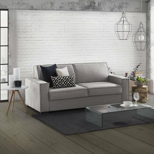 Talamo Italia Schlafsofa Beatrice 2-Sitzer, Wohnzimmersofa, Made in Italy, Drehbare Öffnung mit Matratze und Netz inklusive, aus gepolstertem Stoff, mit schmalen Armlehnen, Cm: 160x95h90, Farbe Grau von Talamo Italia