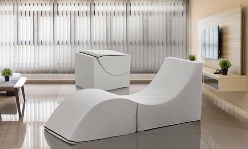 Talamo Italia - Klappbett Andreina, Hocker, der in ein Einzelbett umgewandelt werden kann, Chaiselongue aus Öko-Leder, 100 % Made in Italy, 130 x 50 x 50 cm, Weiß von Talamo Italia