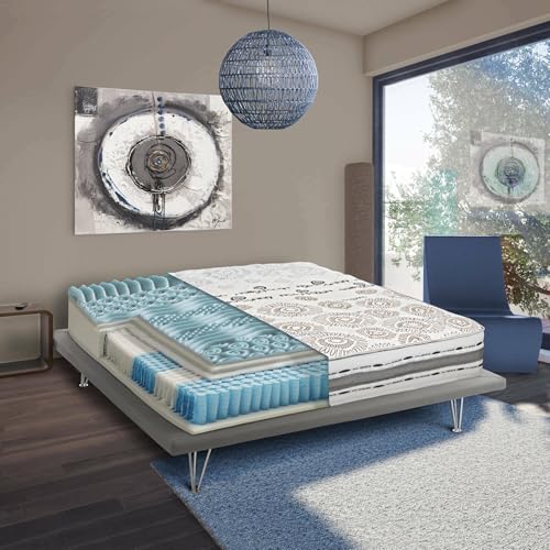 Talamo Italia Vulcano Doppelmatratze, Made in Italy, abnehmbarer Bezug aus Memory Foam und unabhängige Mikrofedern, Anti-Milben und hypoallergen, cm 160x200 h25 von Talamo Italia