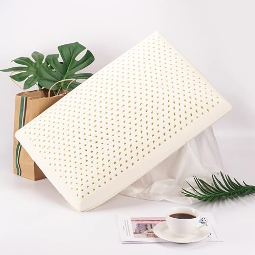 Talatex Dunlop 100 % natürliches Premium-Latex-Kissen, mittleres Profil, Latex-Kissen hilft, Druck-, Nacken- und Schulterschmerzen zu lindern, keine Memory-Schaum-Chemikalien, perfektes Paket, bestes von Talatex