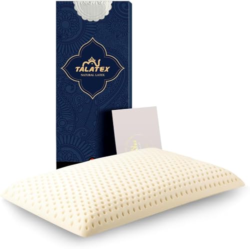 Talatex Flaches Naturlatexkissen, ultradünne Kissen, flaches Kissen für Bauchschläfer, Vorderschläferkissen hilft Druck zu lindern, perfekt für Reisen und Schreibtischarbeiter (Queen (71,1 x 40,6 x von Talatex