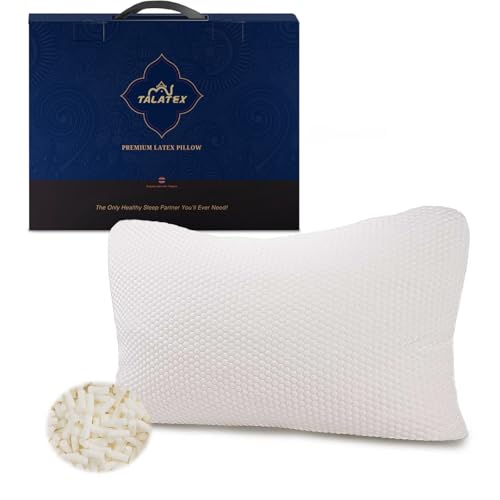 Talatex Talalay 100% natürliches, verstellbares Premium-Latex-Kissen, geschreddertes Latex-Kissen hilft, Druck zu lindern, perfektes Geschenk, mit abnehmbarem Tencel-Bezug (SilkStrand, Standard) von TalatexHome