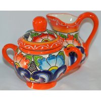 Set Bestehend Aus 1 Zuckerdose Und Milchkännchen von Talaverapottery