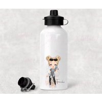 Personalisierte Süße Selfie Mädchen Sportkappe Wasserflasche, Gym Flasche, Personalisiertes Geschenk, Benutzerdefinierte Schulflasche von Talbotandcoshop