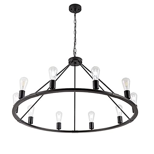 TaleTre 10-flammig mattschwarzer Einkaufswagenrad Kronleuchter - rustikale Industrie-Pendelleuchte für Esszimmer und Wohnzimmer - Durchmesser 99 cm TaleTre 10-flammig mattschwarzer Einkaufswagenrad Kronleuchter - rustikale Industrie-Pendelleuchte für Esszimmer und Wohnzimmer - Durchmesser 99 cm von TaleTre