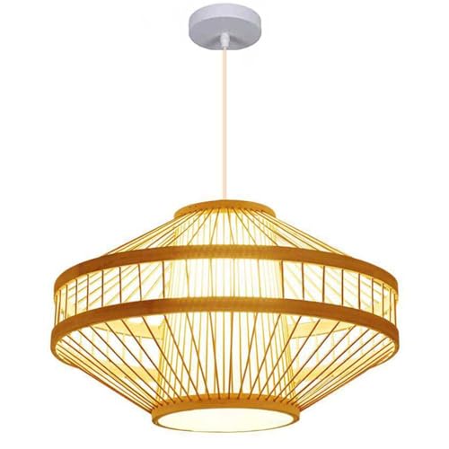 TaleTre Deckeneinbauleuchte aus Holz im chinesischen Stil, Deckenlampe aus Bambus, Vintage, Hängeleuchte aus chinesischem Bambuskorb für Kücheninsel, Bauernhof (40 cm) von TaleTre