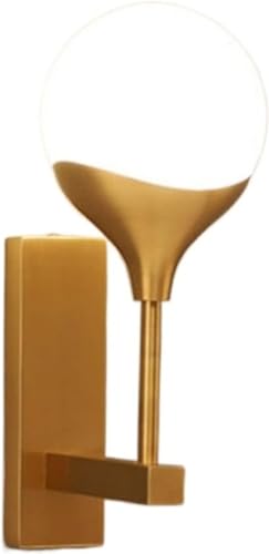 TaleTre Moderne Wandleuchte in Gold mit milchiger weißer Glaskugel - Edle G45 Nachttischlampe für die Inneneinrichtung von TaleTre