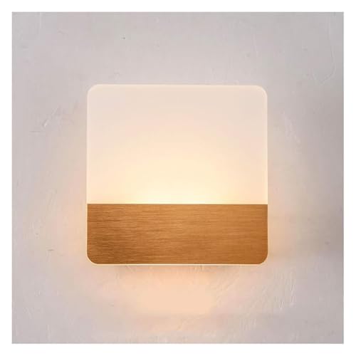 TaleTre Moderne quadratische Wandleuchte für den Innenbereich, 7 W, elegantes Nachtlicht aus Acryl-Aluminium für Heimdekoration (Gold) von TaleTre