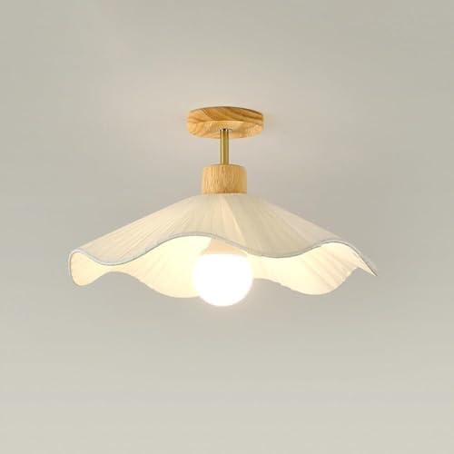 TaleTre Stoffschirm Plissee Weiß Handgewebt Deckenlampe Halbeinbauleuchte für Schlafzimmer, Küche, Eingangsbereich und Wohnzimmer von TaleTre