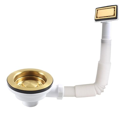 TALEA Abfluss-Set für Küchenspüle, Goldfilter mit Überlauf, rechteckig (Gold) von Talea