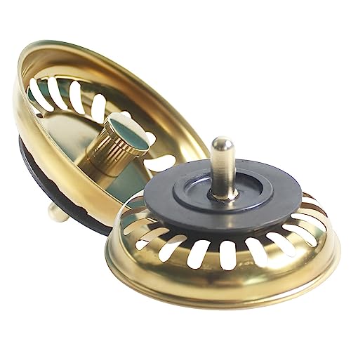 Talea QS004c033*2-U Siebkorbstopfen für Küchenspüle, goldfarben, 79 mm, 2 Stück von Talea