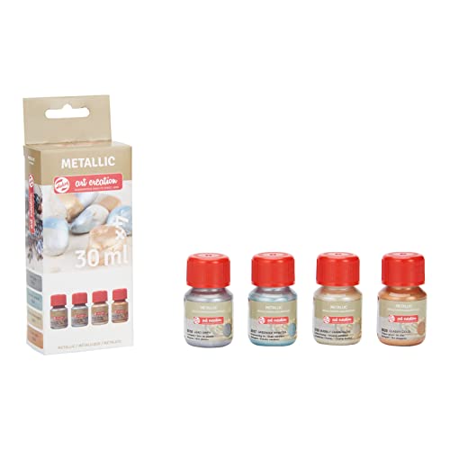 Talens Art Creation 4er-Set Metallic-Farben | Grau, Zinn, Champagner & Gold | Upcycling, DIY Inneneinrichtung von Talens Art Creation