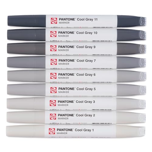 Talens | Pantone Marker 9er Set Cool Gray | Dual-Tip-Stift mit Pinselspitze und Keilspitze | Wasserbasierte, pigmentierte Tinte in Pantone-Farben Talens | Pantone Marker 9er Set Cool Gray | Dual-Tip-Stift mit Pinselspitze und Keilspitze | Wasserbasierte, pigmentierte Tinte in Pantone-Farben von Talens