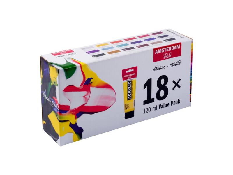 Talens Acrylfarbe Amsterdam Acryl Standard Series Vorteilspackung, 18 x 120 ml von Talens